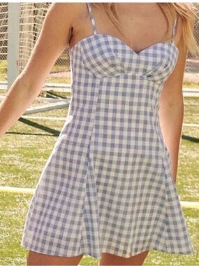 Promesa Blue and White Gingham Dress